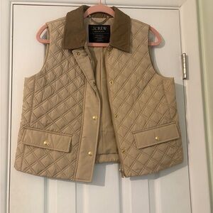 J. Crew Quilted Barn Vest in Tan and Brown